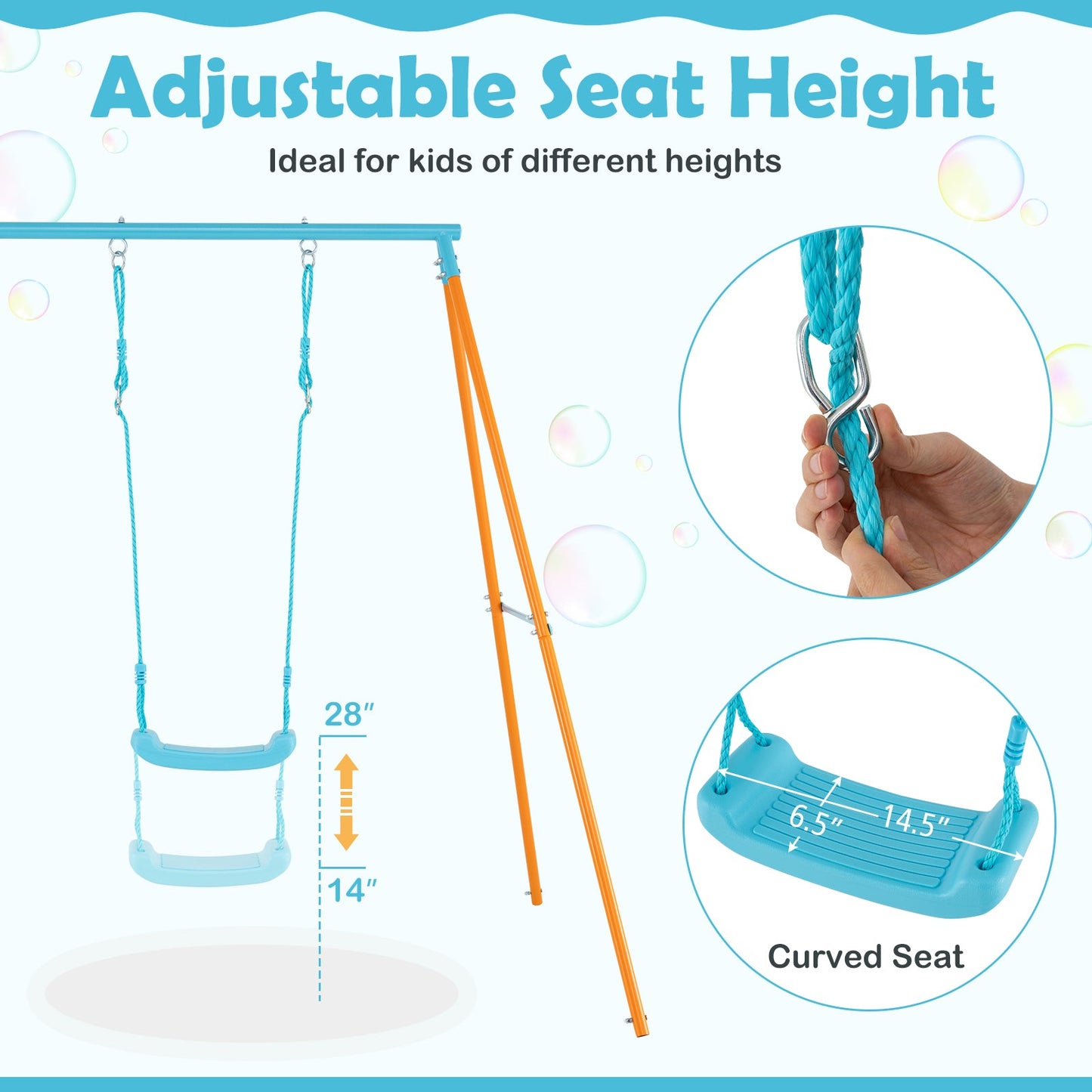 Gbruno Heavy Duty Metal Toddler Swing Set - Orange