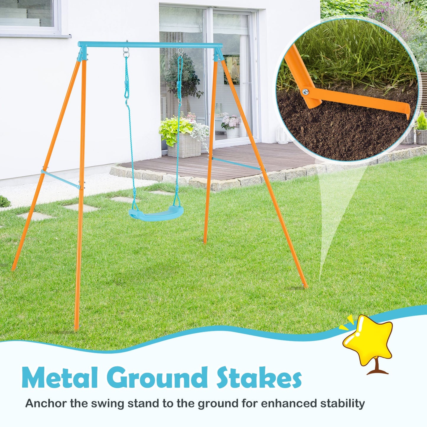 Gbruno Heavy Duty Metal Toddler Swing Set - Orange