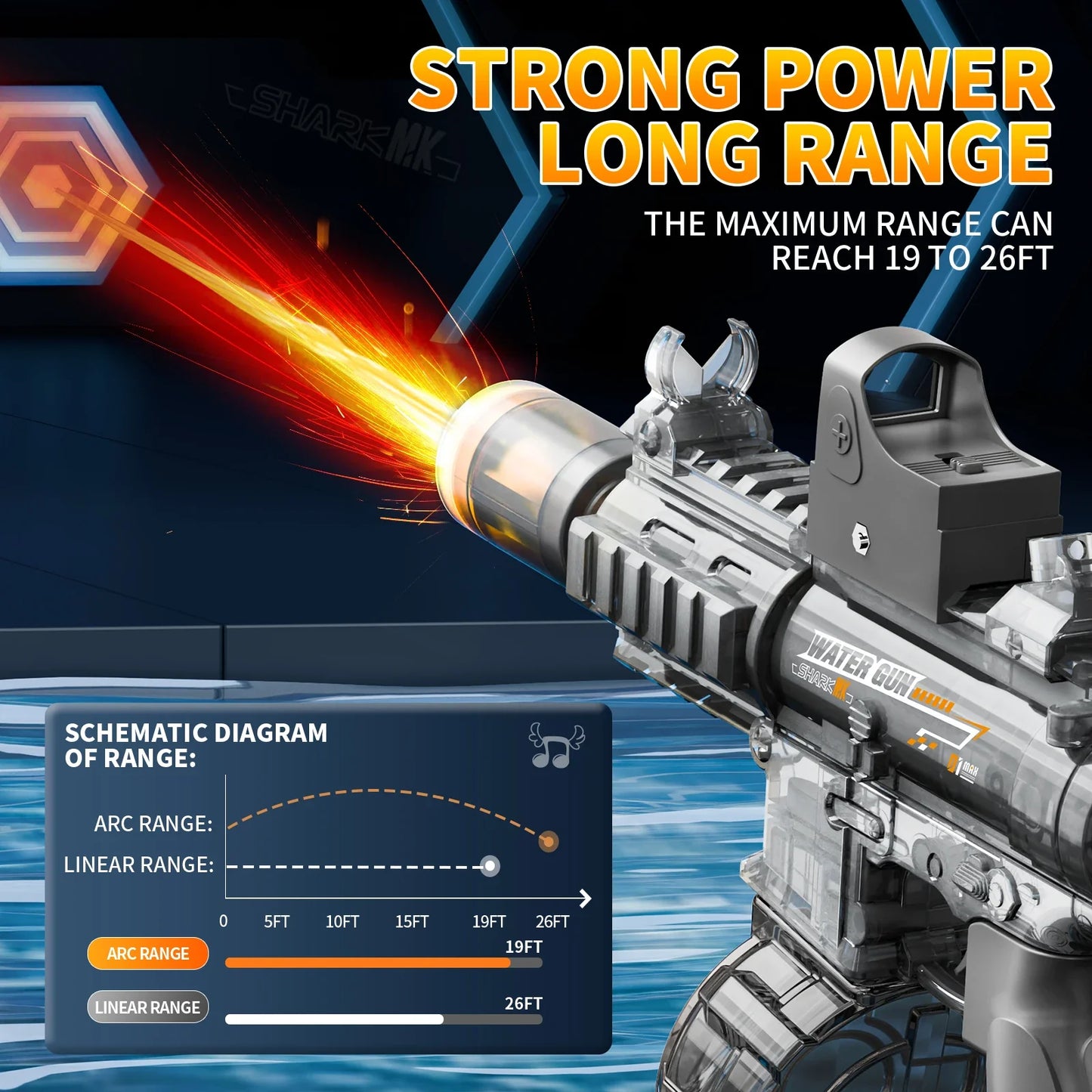 New M416 Electric Water Gun – High-Pressure Outdoor Toy with Light & Flame Effect