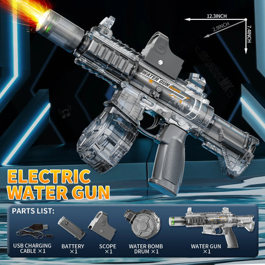 New M416 Electric Water Gun – High-Pressure Outdoor Toy with Light & Flame Effect