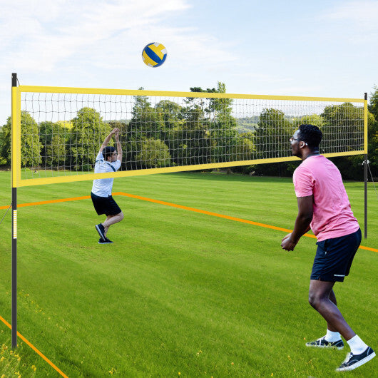 Portable Outdoor Volleyball Net Set Heavy-Duty Volleyball Net System-Yellow - Color: Yellow
