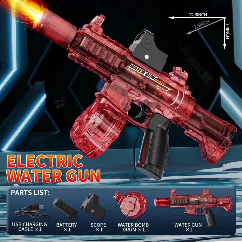 New M416 Electric Water Gun – High-Pressure Outdoor Toy with Light & Flame Effect