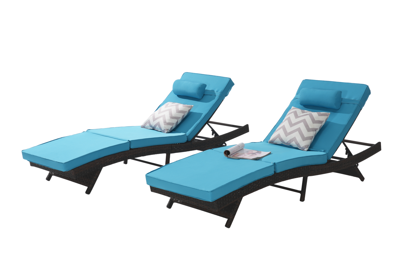 Outdoor Wicker Adjustable Reclining Lounge Chair Set – 2 Pieces