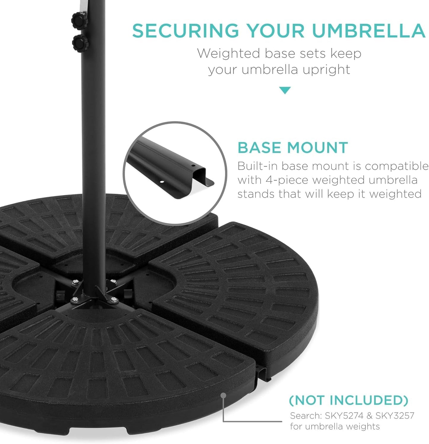 10 Foot Solar LED Offset Patio Umbrella With Easy Tilt Adjustment In