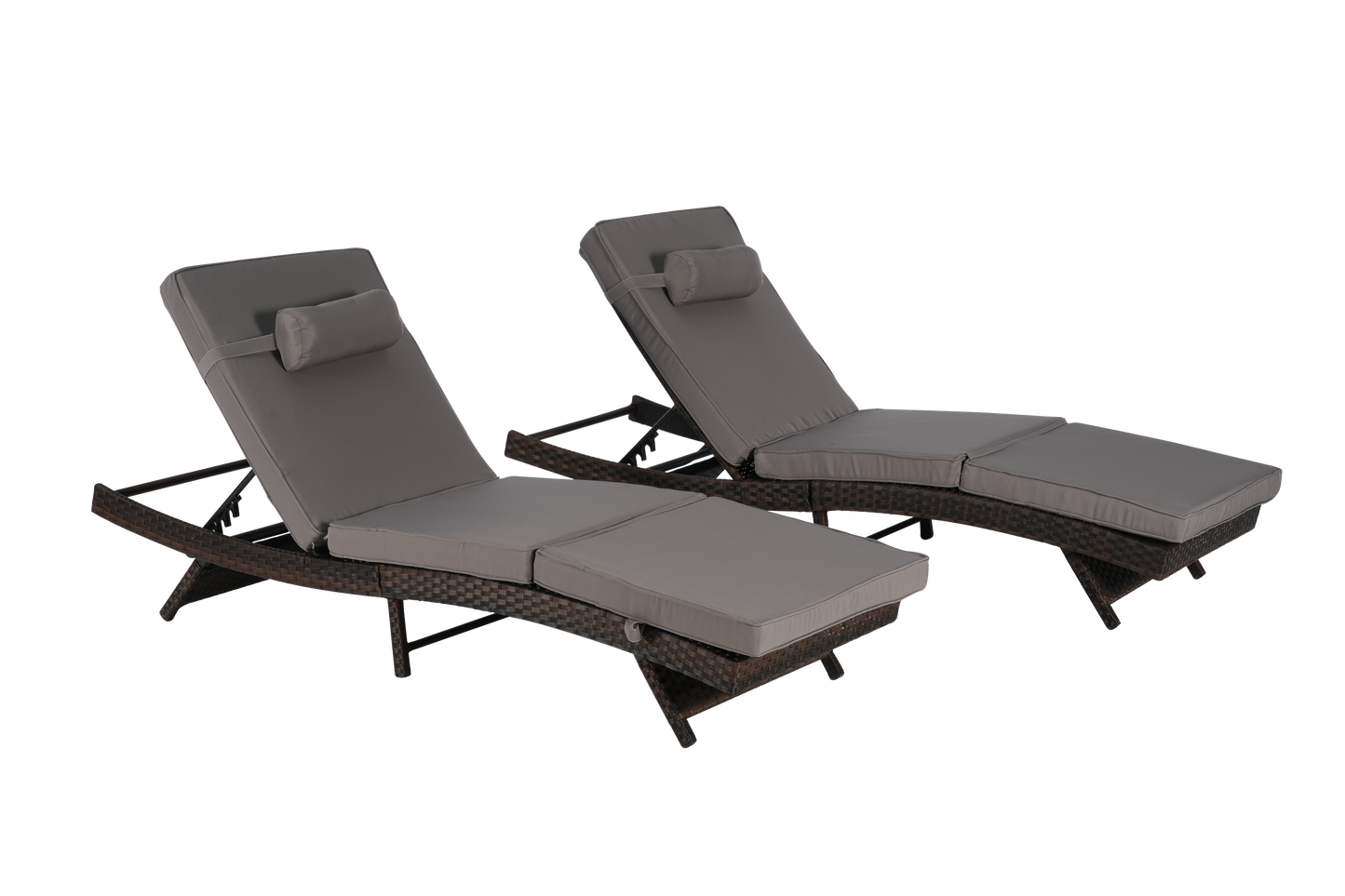 Outdoor Wicker Adjustable Reclining Lounge Chair Set – 2 Pieces
