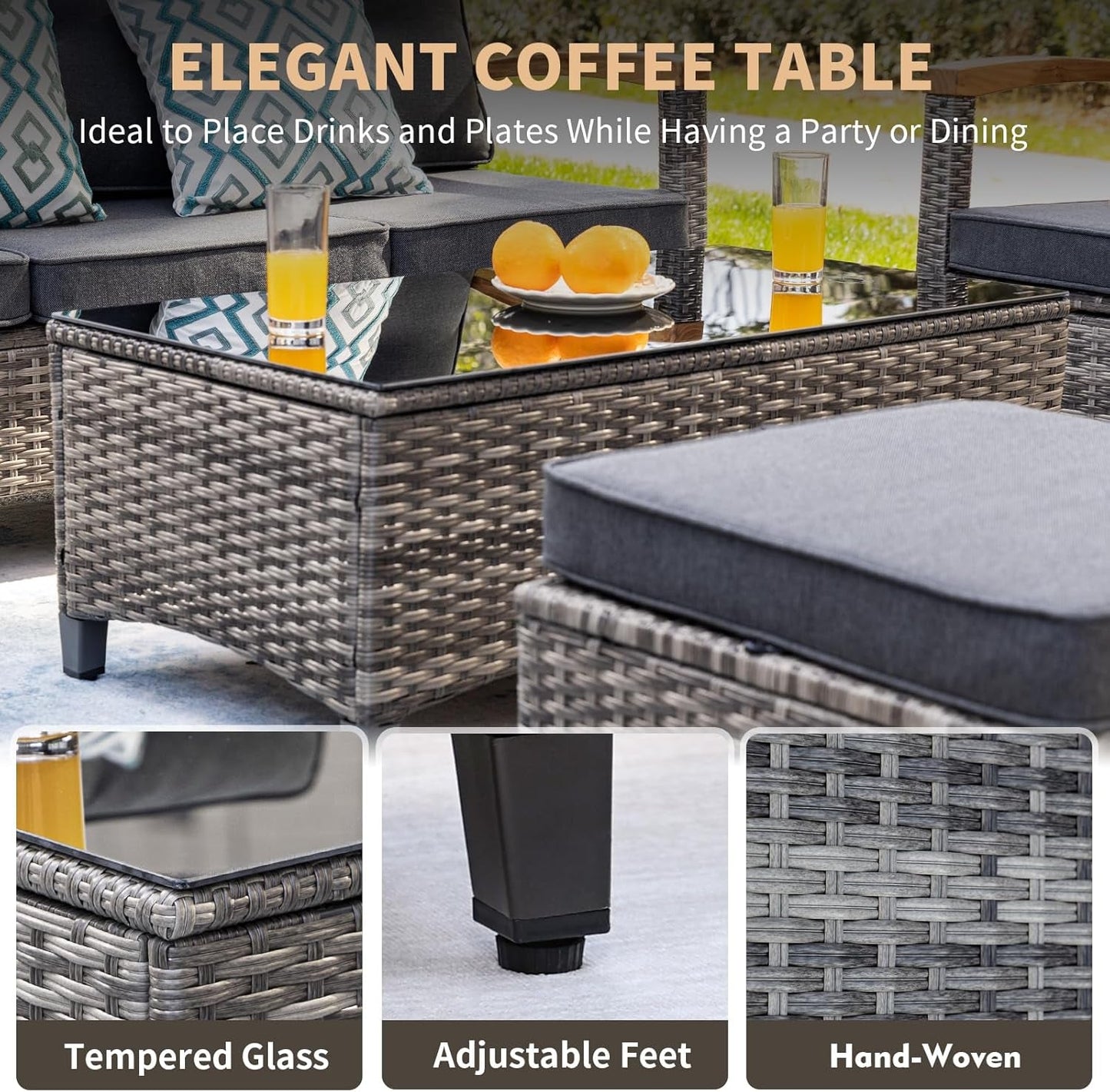 Stylish 7-Piece Outdoor Rattan Patio Set with Swivel Rockers