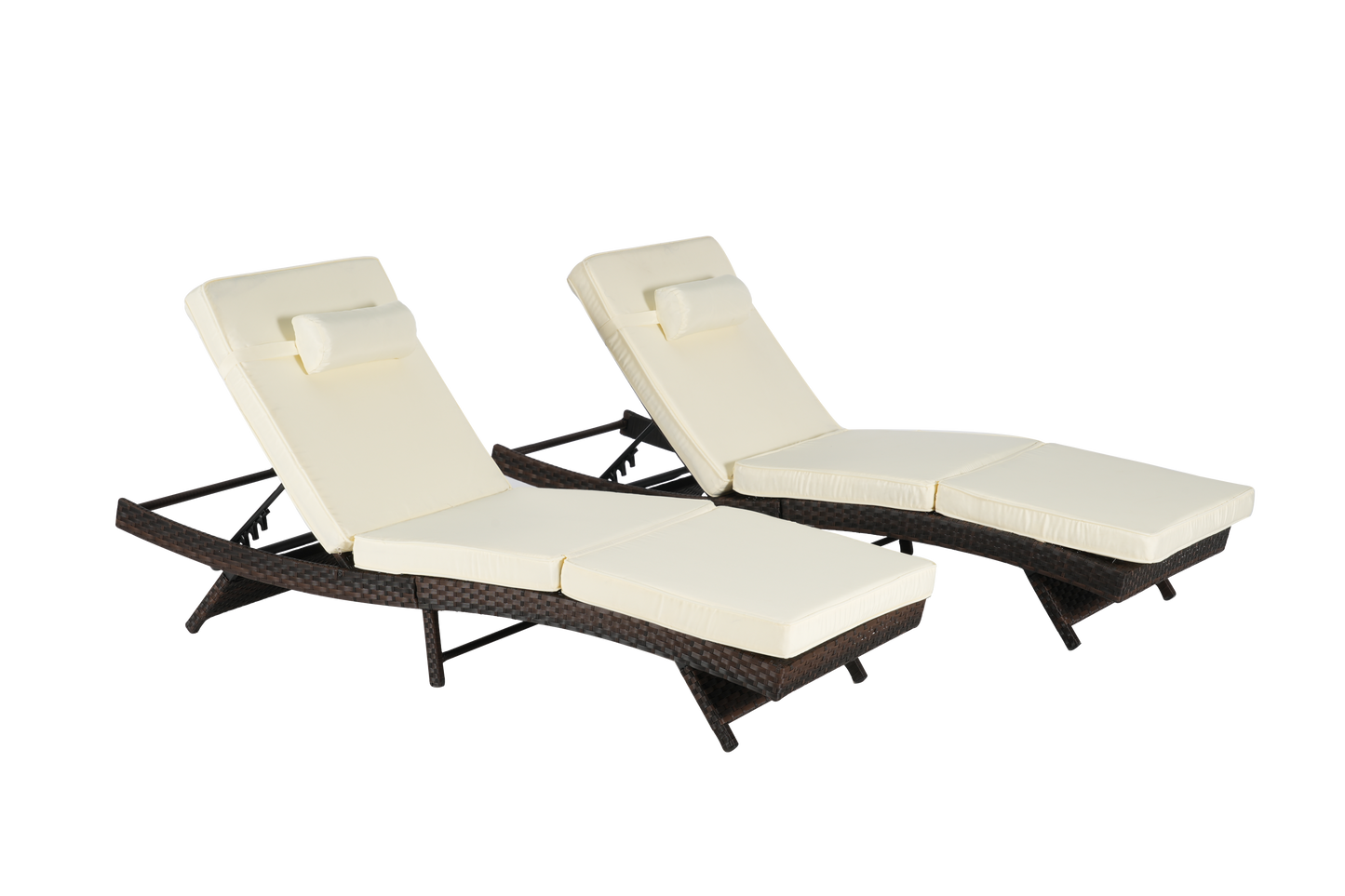 Outdoor Wicker Adjustable Reclining Lounge Chair Set – 2 Pieces