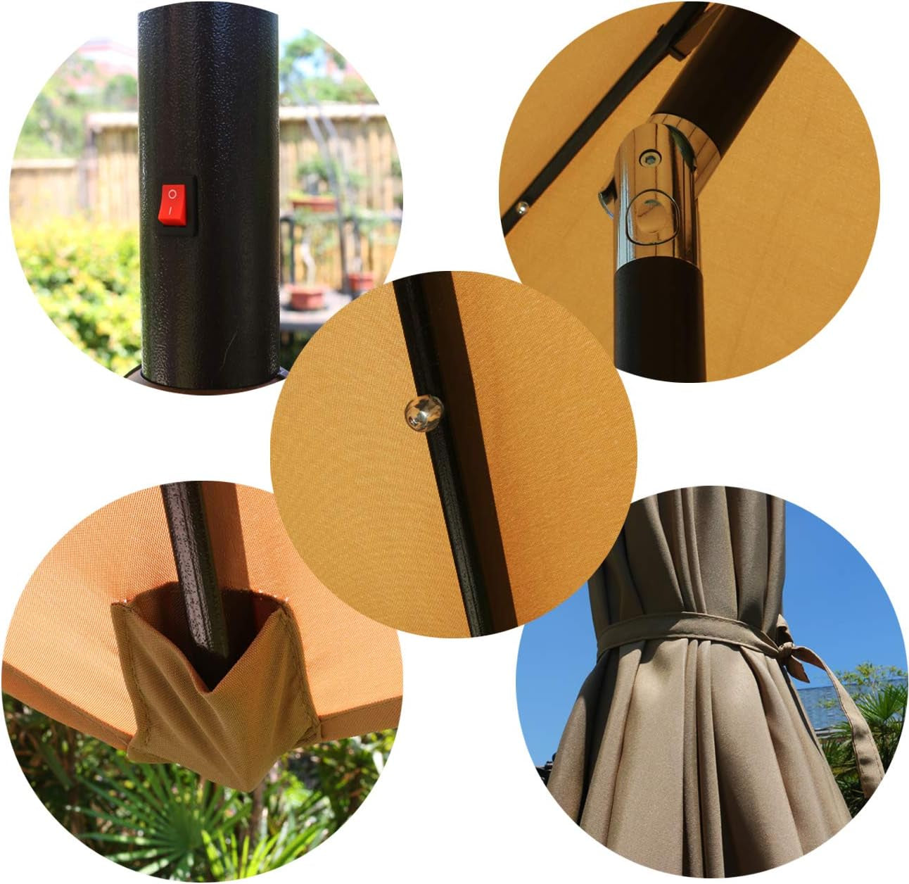 9 Ft Solar LED Lighted Patio Umbrella