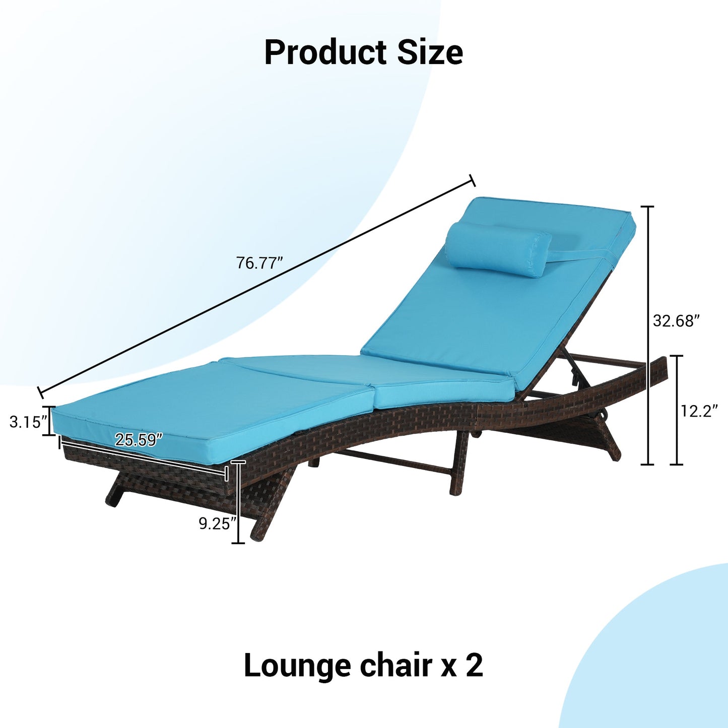 Outdoor Wicker Adjustable Reclining Lounge Chair Set – 2 Pieces