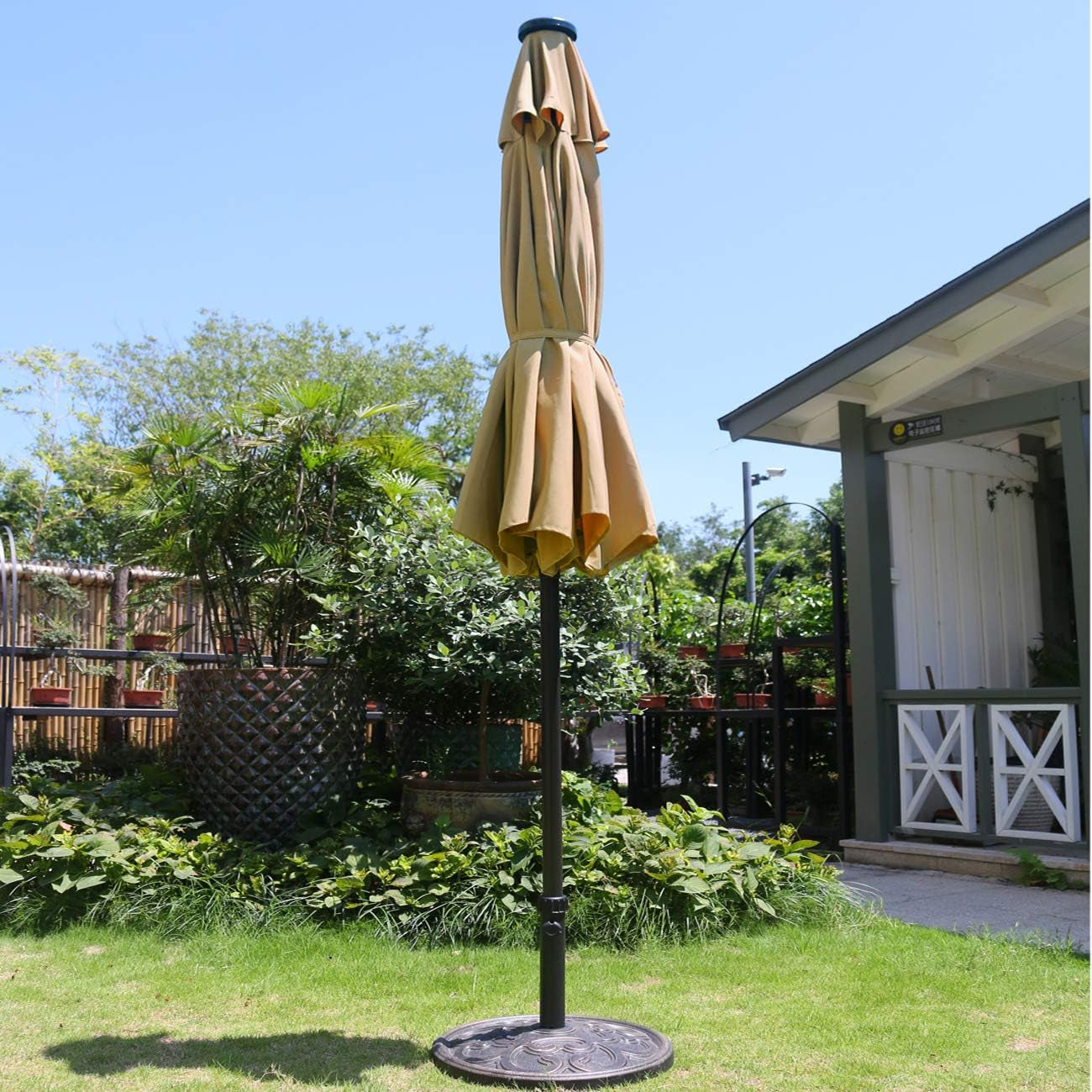 9 Ft Solar LED Lighted Patio Umbrella