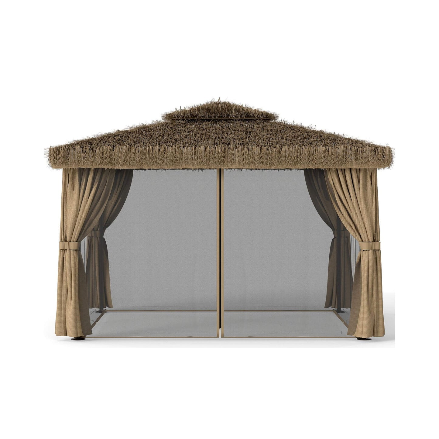 Double Canopy Patio Gazebo with Hawaiian Thatch Roof
