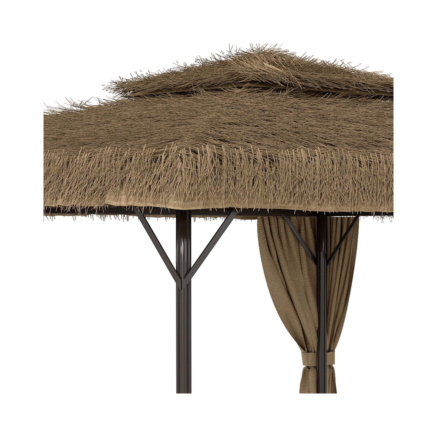 Double Canopy Patio Gazebo with Hawaiian Thatch Roof