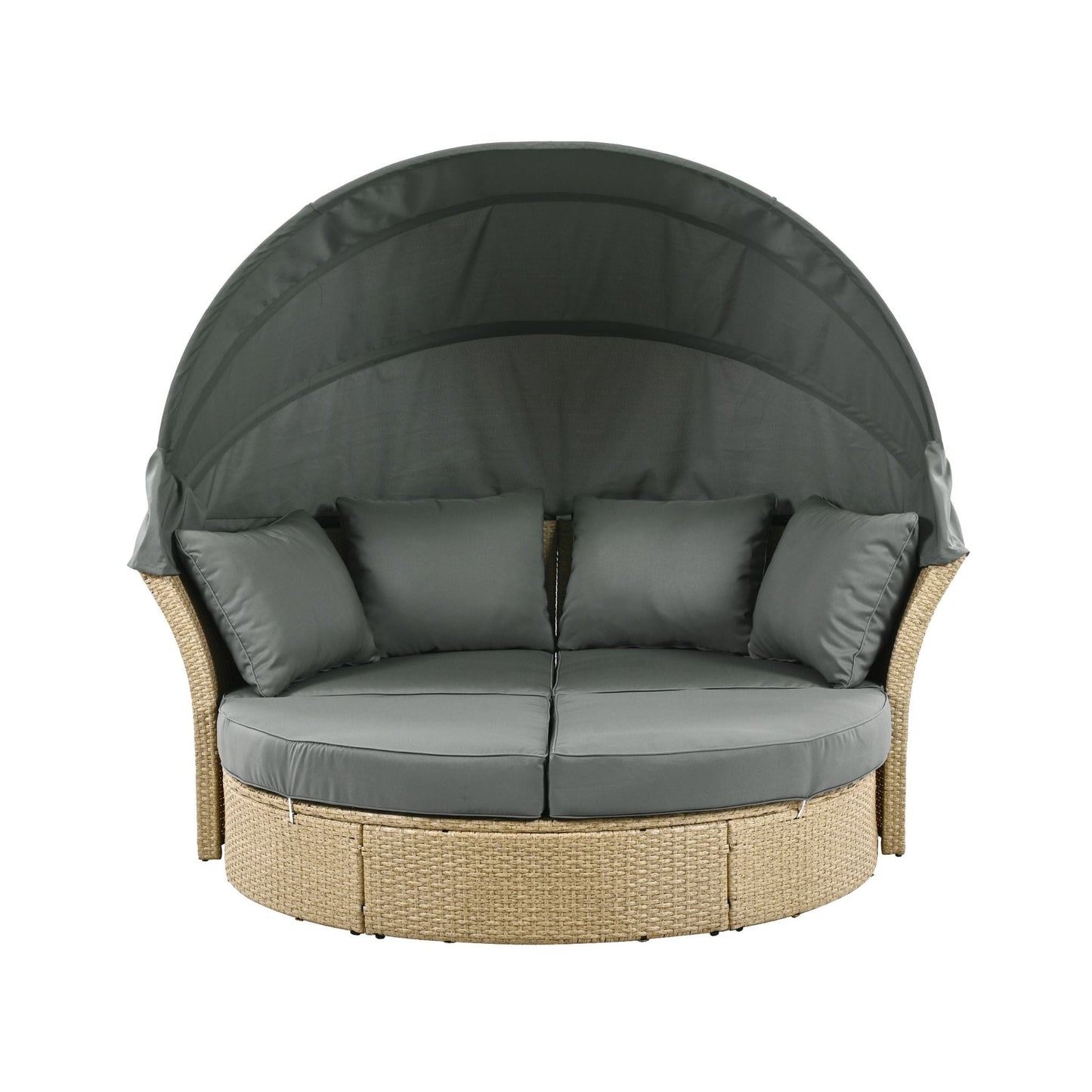 Alora Premium Outdoor Garden Wicker Rattan Patio Daybed With Retractable Canopy (SAK43581)