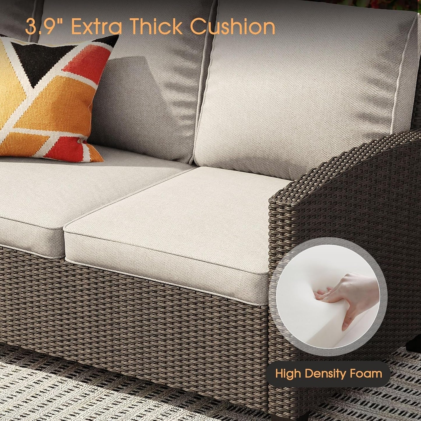 Luxurious Eight Piece Outdoor Patio Furniture Set with Firepit