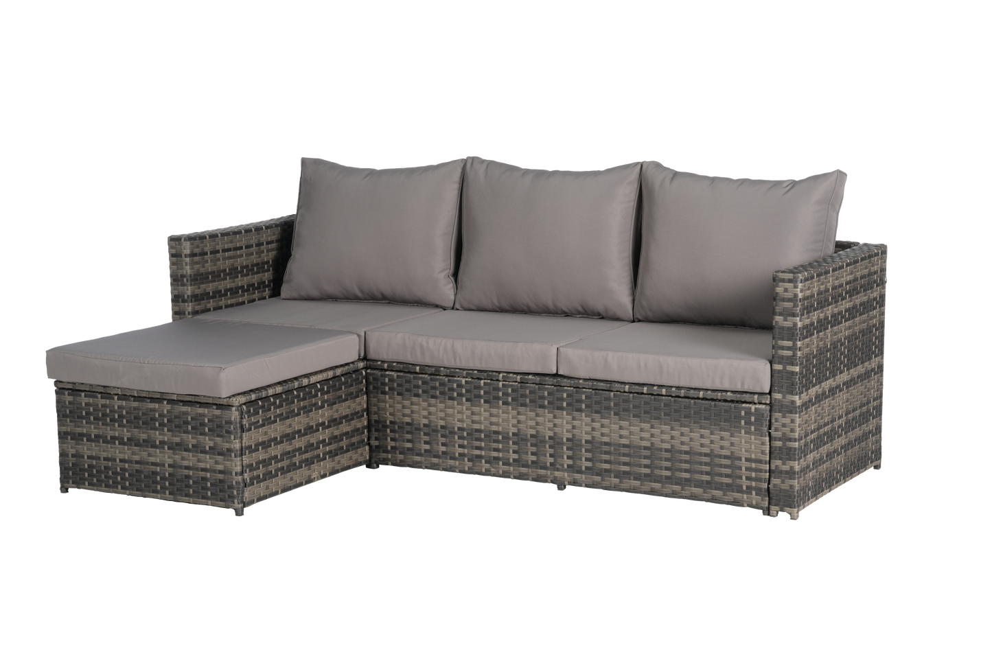 2 Piece Outdoor L-Shaped Wicker Patio Set – Sectional Sofa with