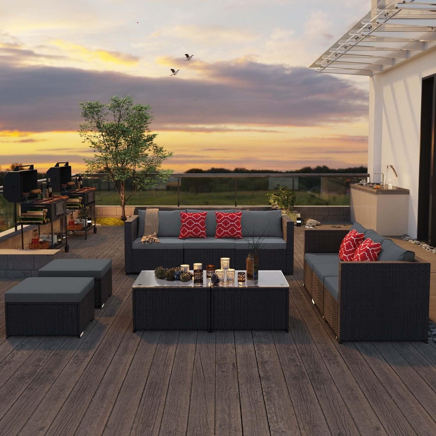 Versatile All-Weather Gray Sectional Patio Sofa Set