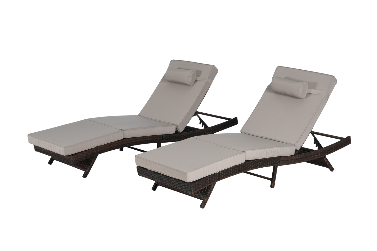 Outdoor Wicker Adjustable Reclining Lounge Chair Set – 2 Pieces