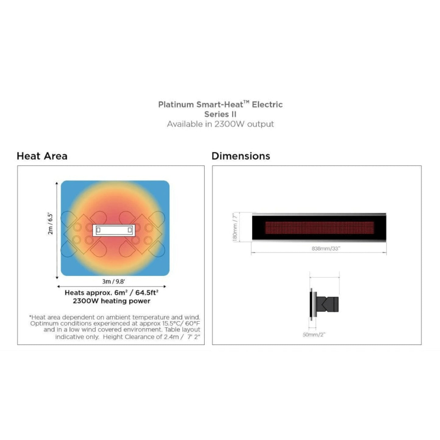 Bromic Heating Platinum Smart-Heat™ 33-Inch Electric Patio Heater