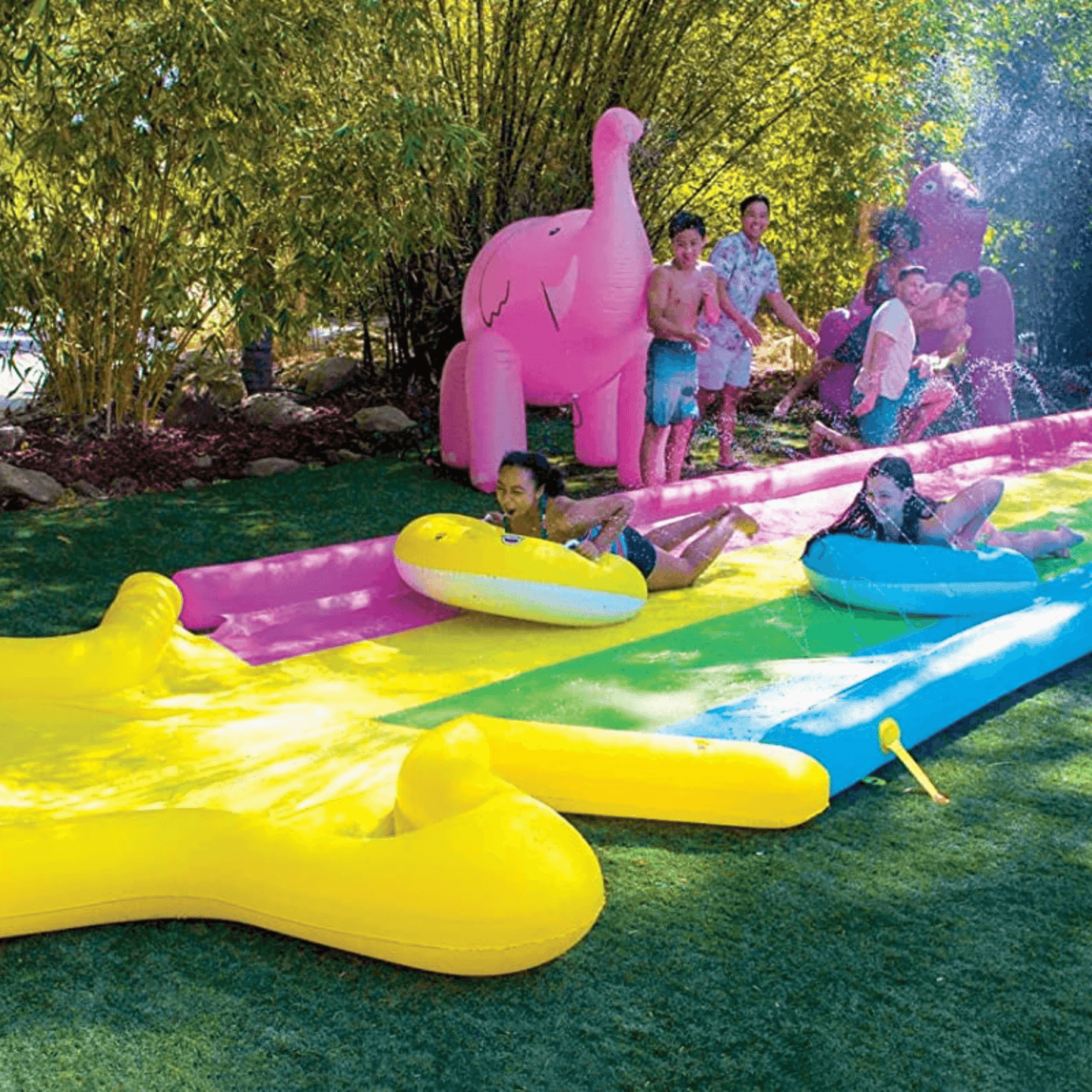WOW Watersports 40' Rainbow Star Super Slide with Splash Pool & Inflatable Sleds