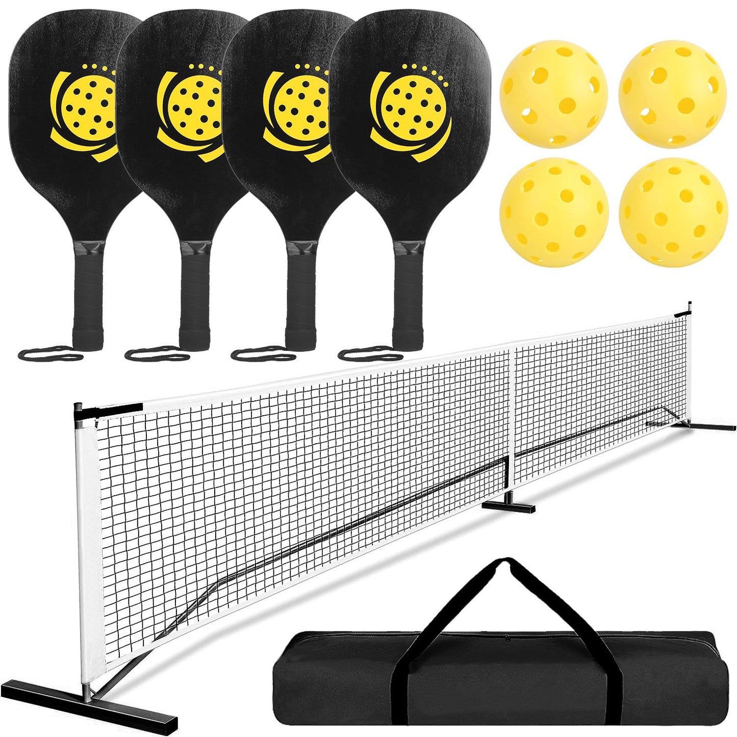 Gbruno Portable Pickleball Net Set with Paddles and Balls