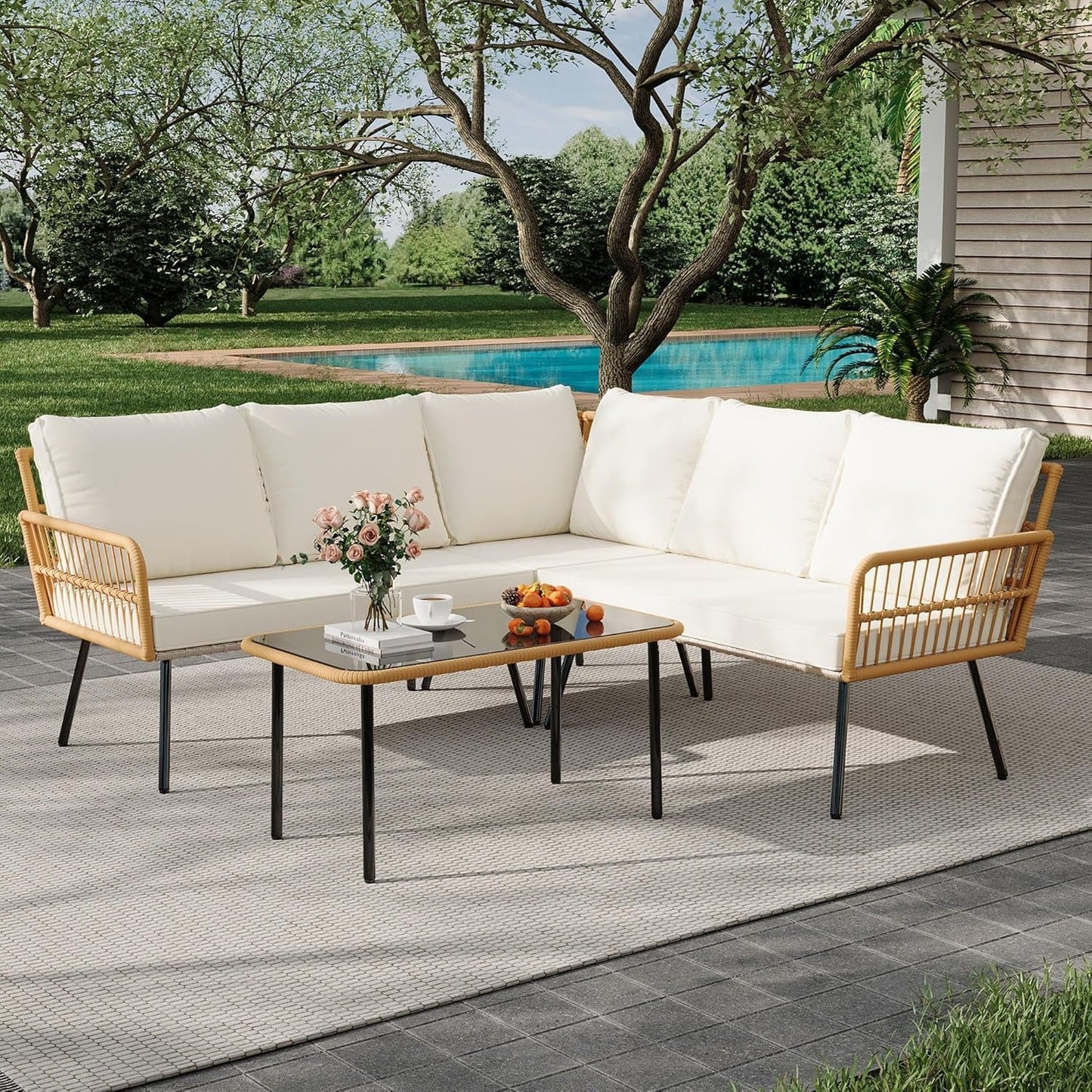 Wicker Patio Furniture Set with Cushions for Outdoor