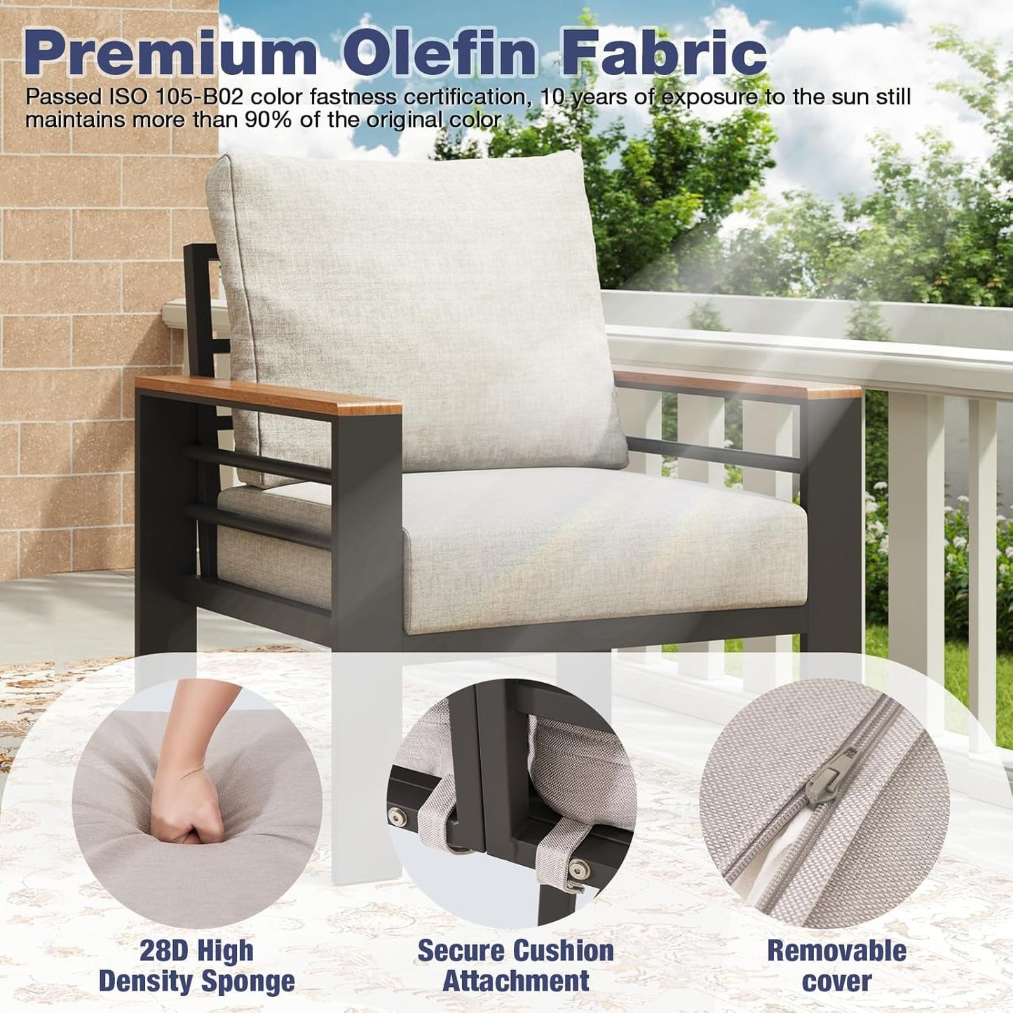 Oversized Aluminum Patio Furniture Set with Plush Cushions