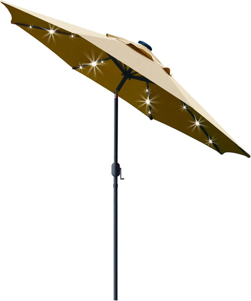 9 Ft Solar LED Lighted Patio Umbrella