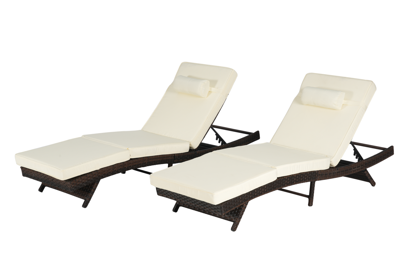 Outdoor Wicker Adjustable Reclining Lounge Chair Set – 2 Pieces