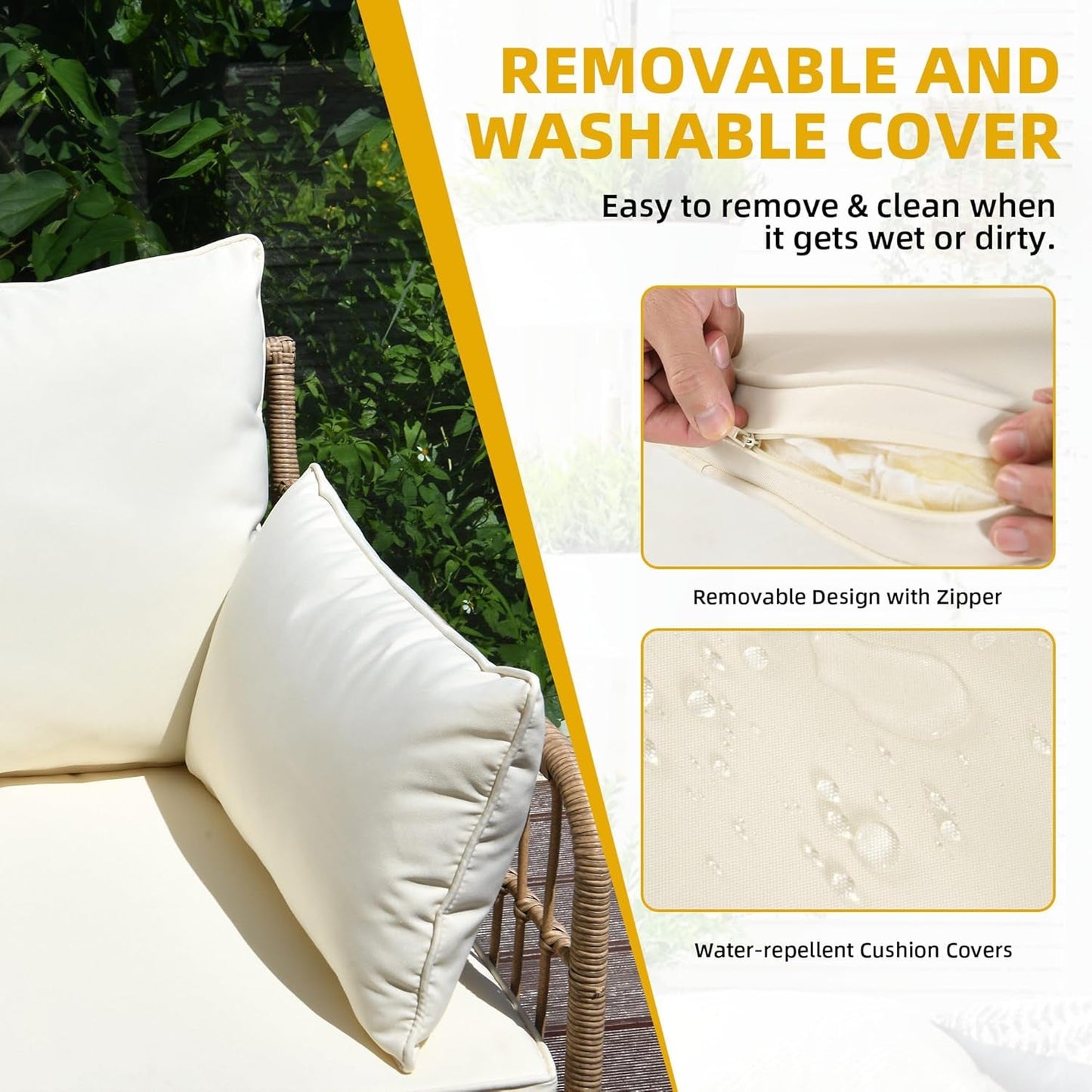 Stylish 4-Piece Outdoor Rattan Sofa Set with Memory Foam Cushions