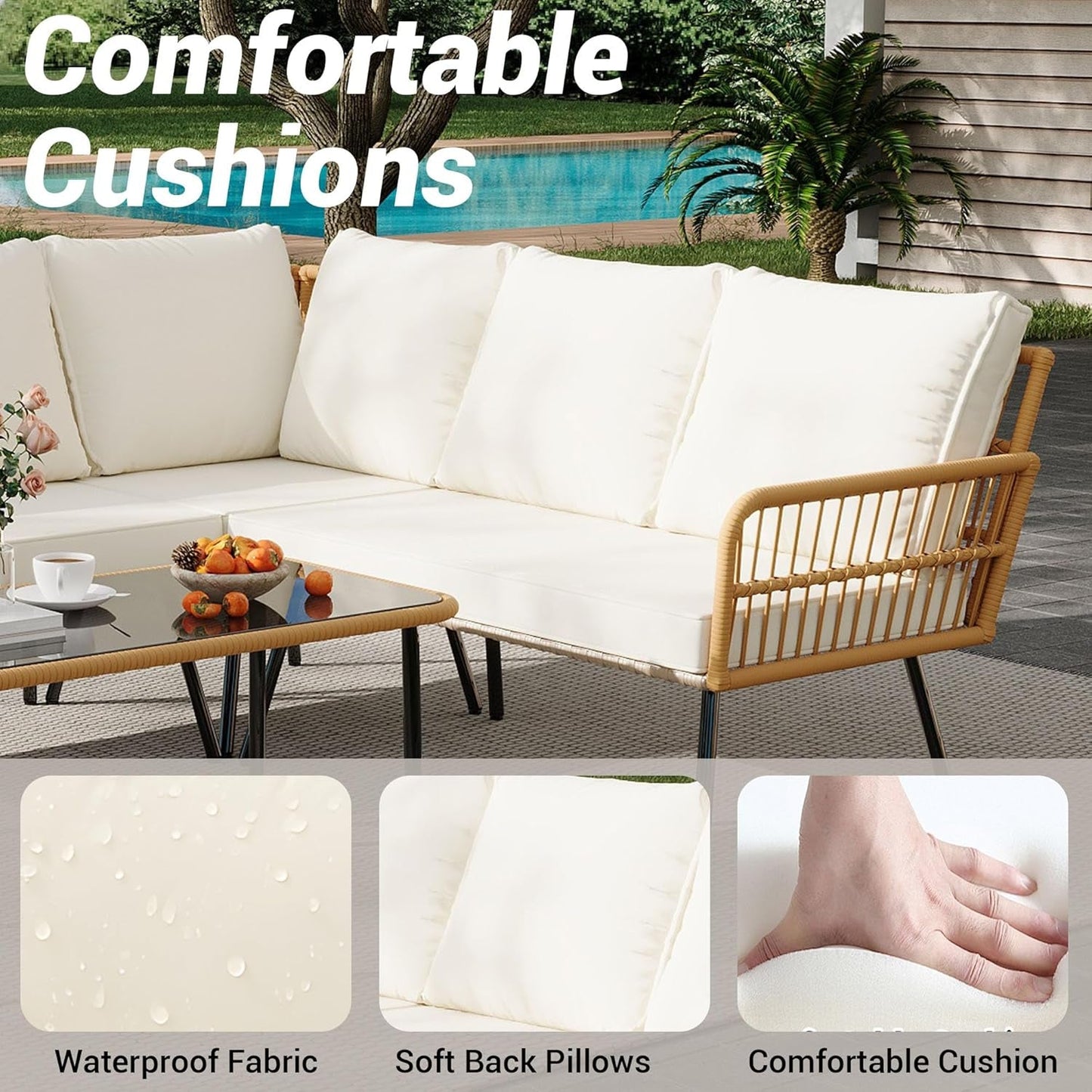 Wicker Patio Furniture Set with Cushions for Outdoor