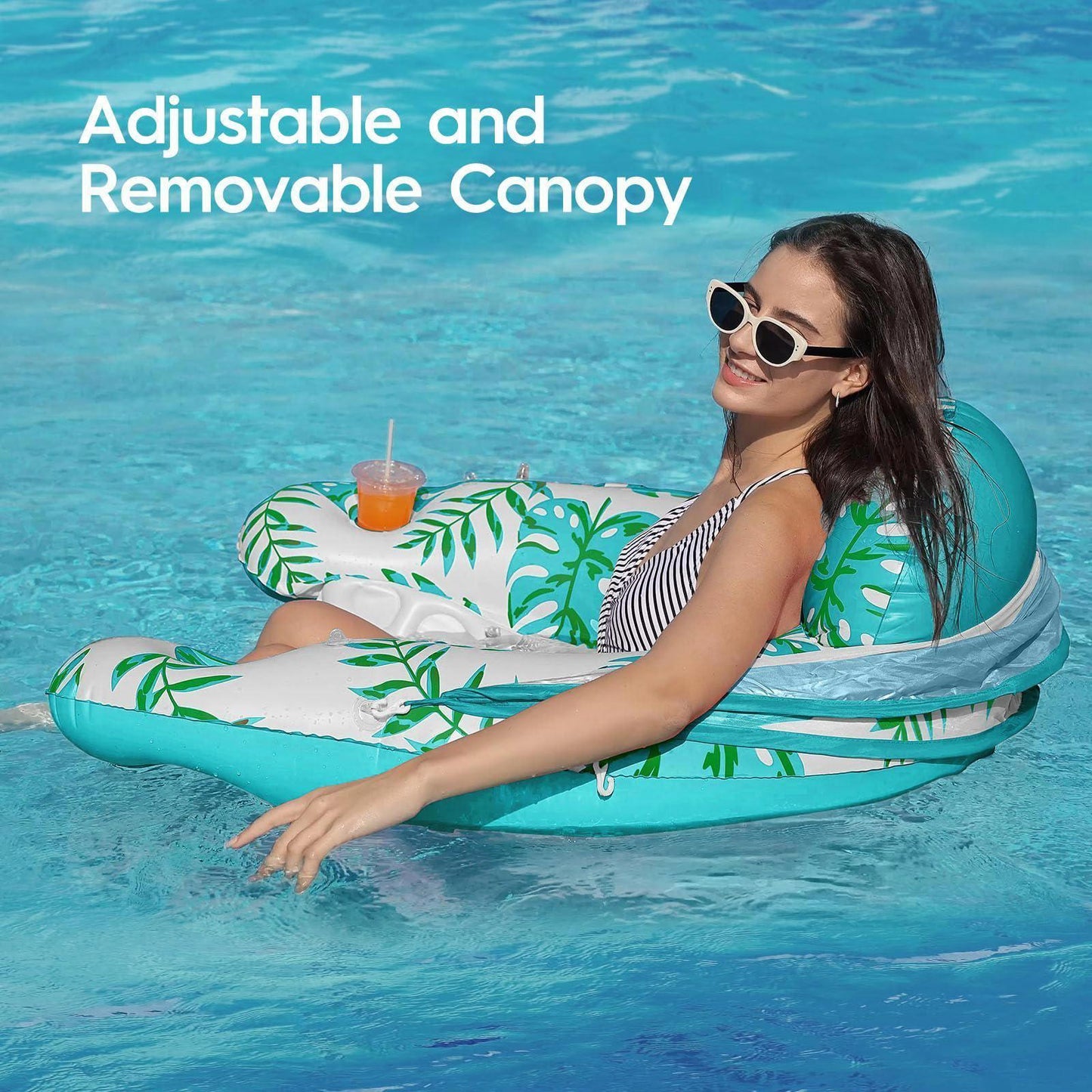 Comfortable Inflatable Pool Float with UPF 50+ Canopy