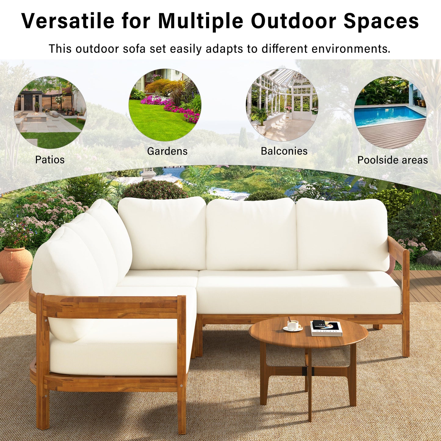 U_Style Acacia Solid Wood Patio Furniture Set