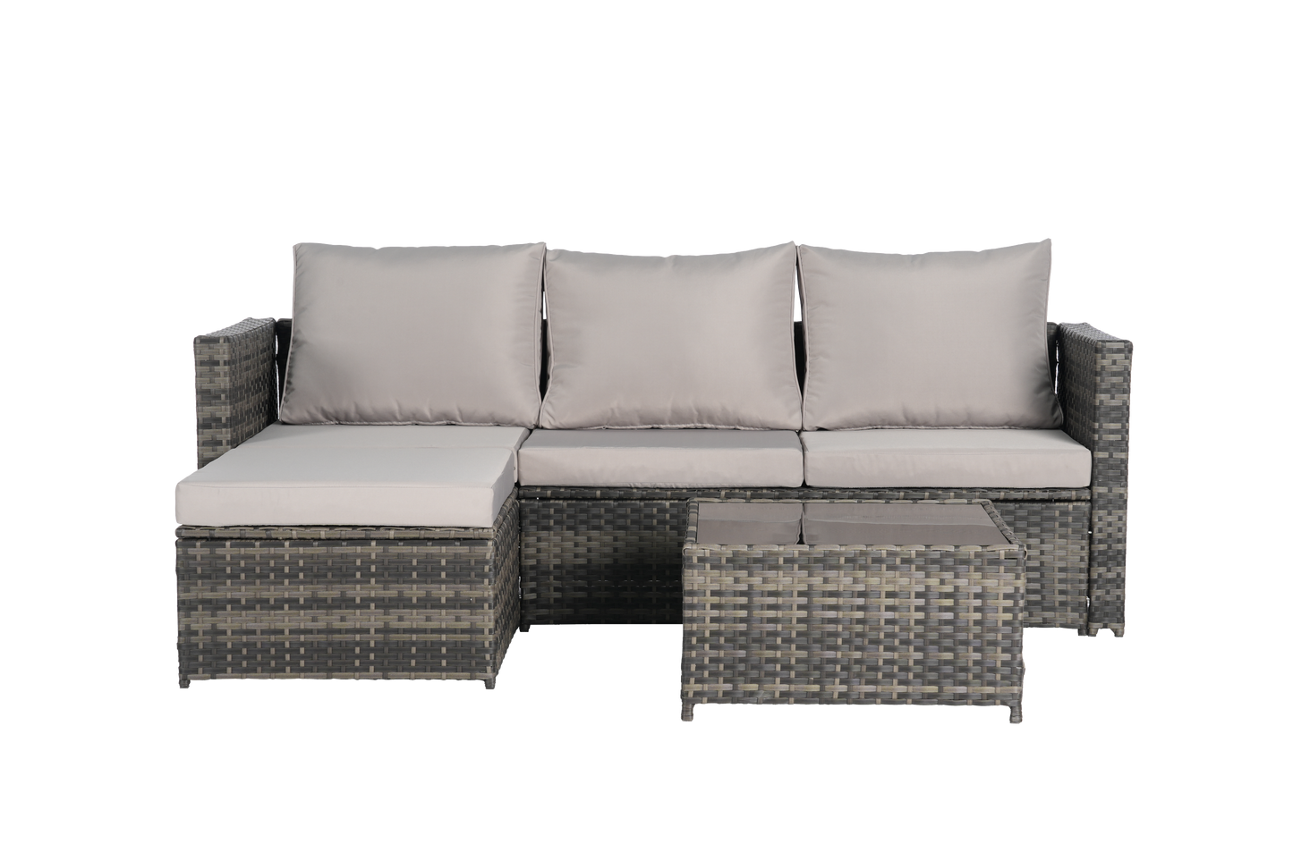 2 Piece Outdoor L-Shaped Wicker Patio Set – Sectional Sofa with