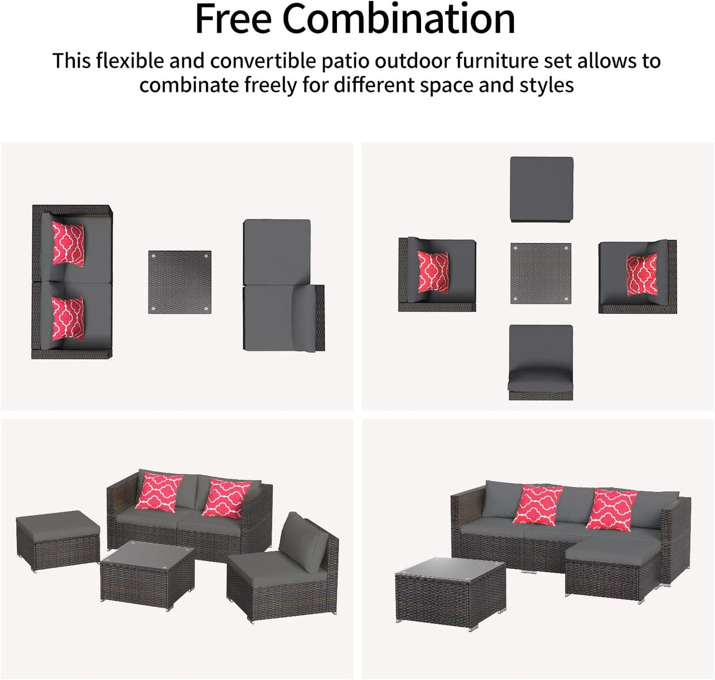 Versatile All-Weather Gray Sectional Patio Sofa Set