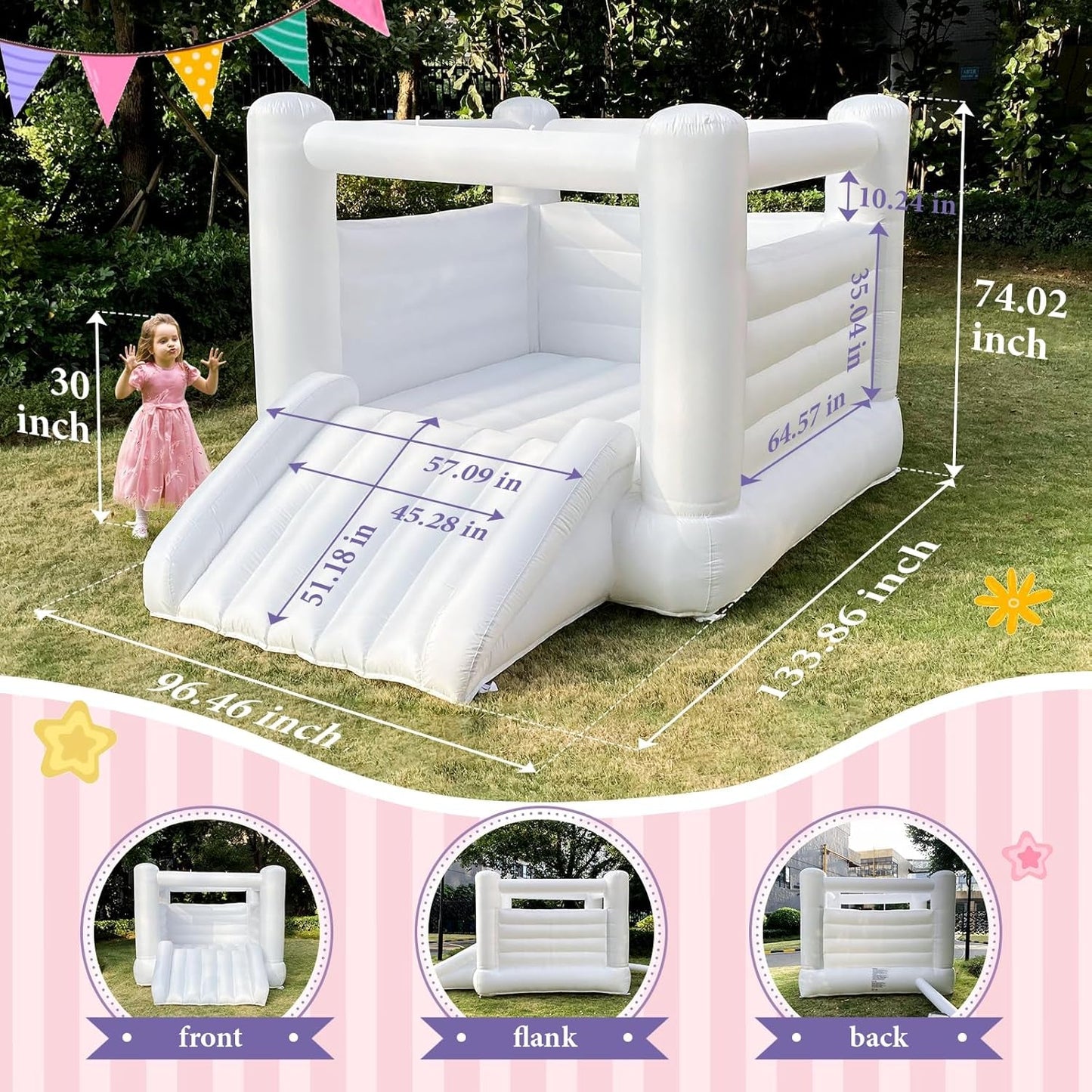 Large Inflatable White Bounce House for Kids and Adults
