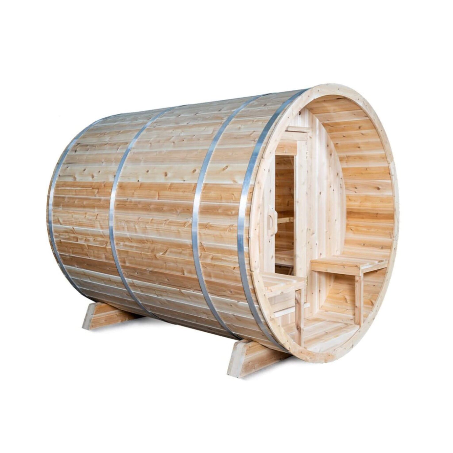 Dundalk Leisurecraft 4-Person Canadian Timber Serenity Barrel Sauna With Solid Wood Benches [CTC2245W] (SAK94862)