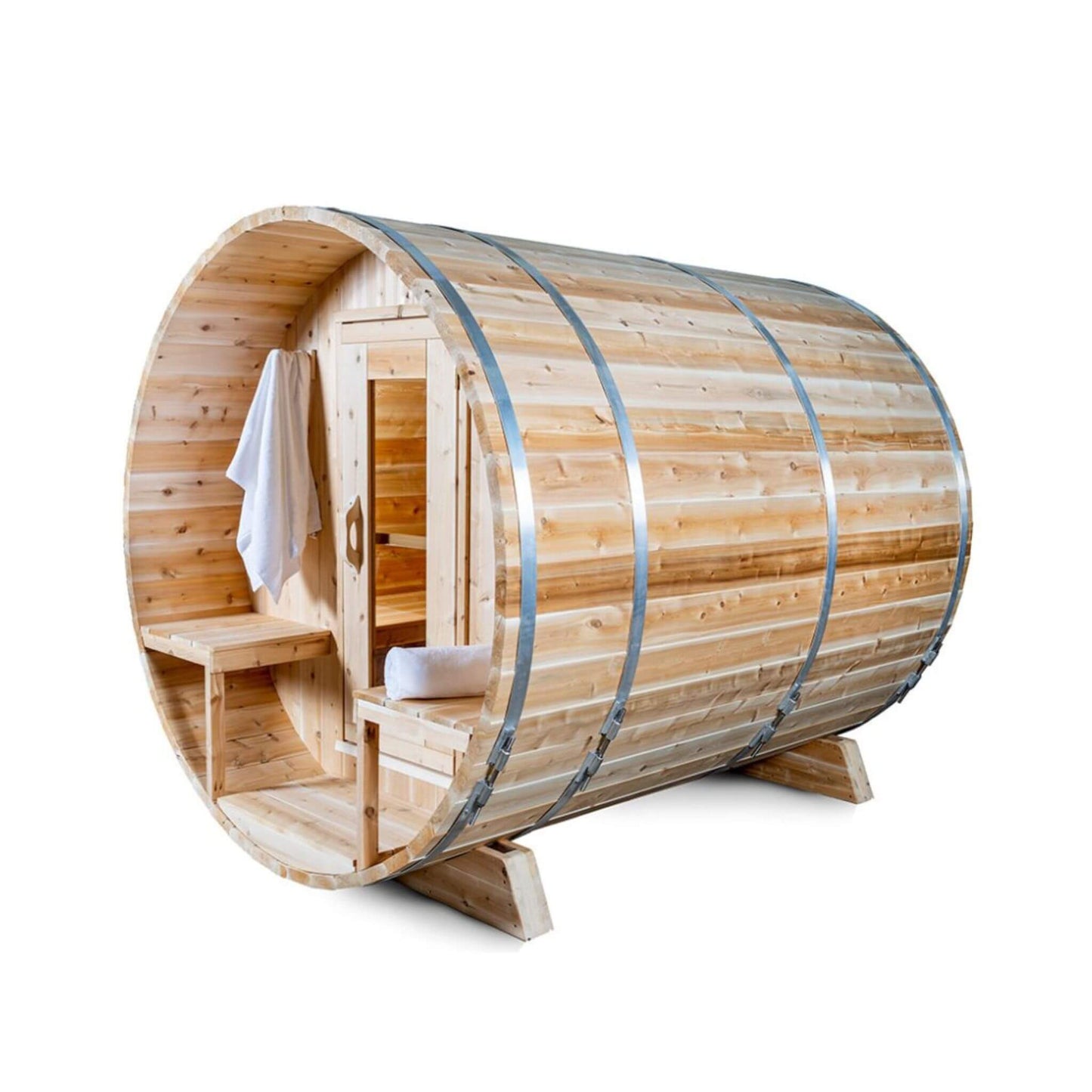 Dundalk Leisurecraft 4-Person Canadian Timber Serenity Barrel Sauna With Solid Wood Benches [CTC2245W] (SAK94862)