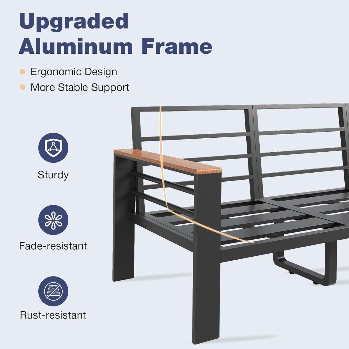 Oversized Aluminum Patio Furniture Set with Plush Cushions