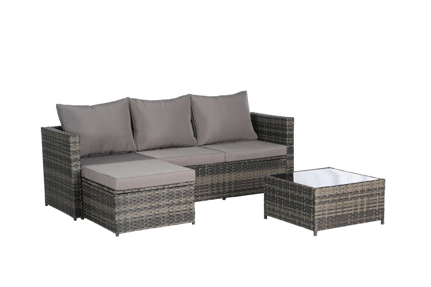 2 Piece Outdoor L-Shaped Wicker Patio Set – Sectional Sofa with