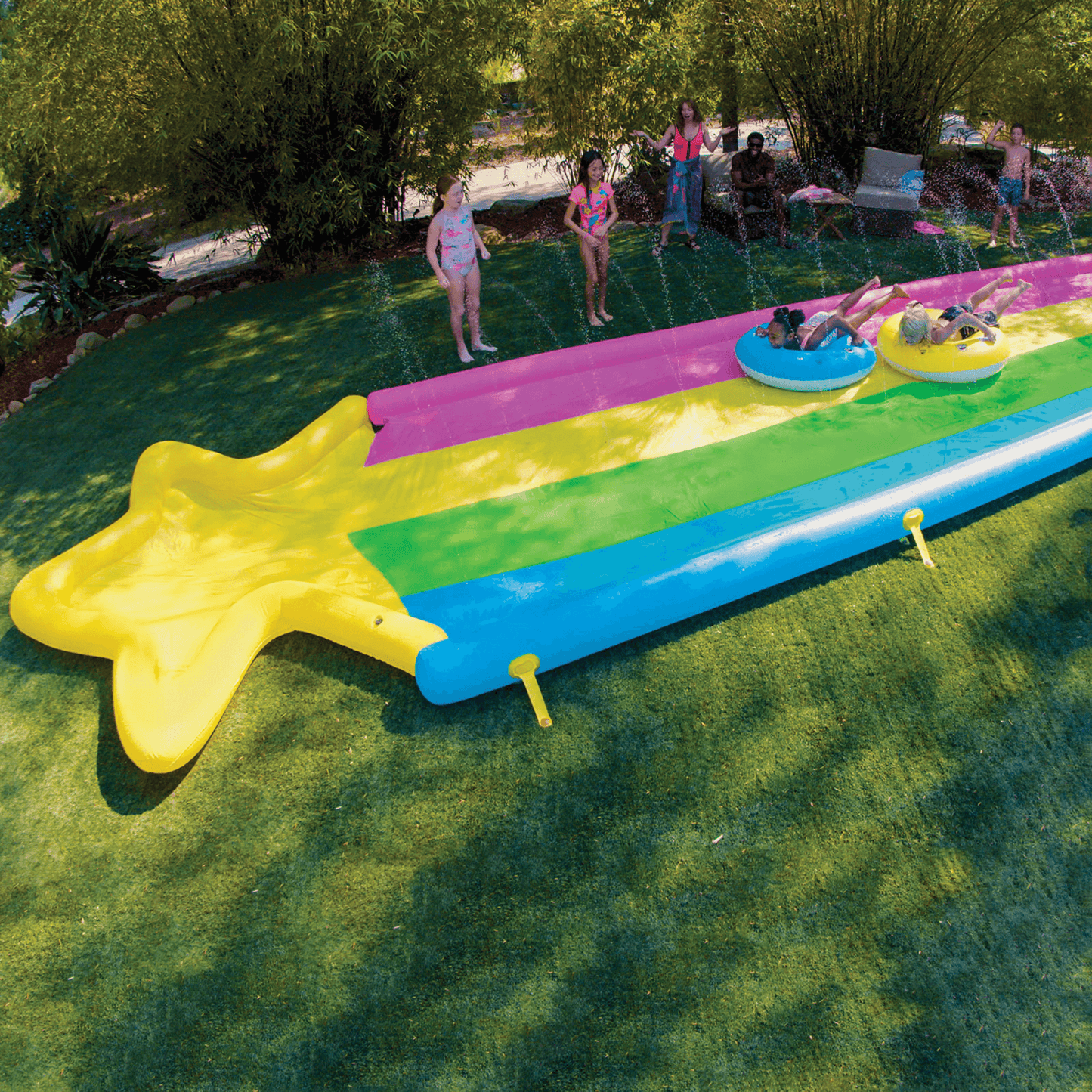 WOW Watersports 40' Rainbow Star Super Slide with Splash Pool & Inflatable Sleds