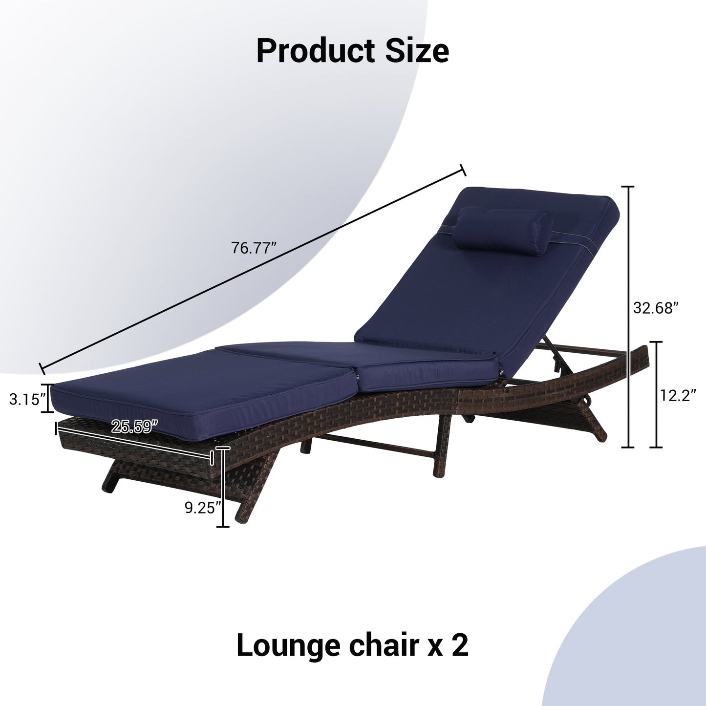 Outdoor Wicker Adjustable Reclining Lounge Chair Set – 2 Pieces