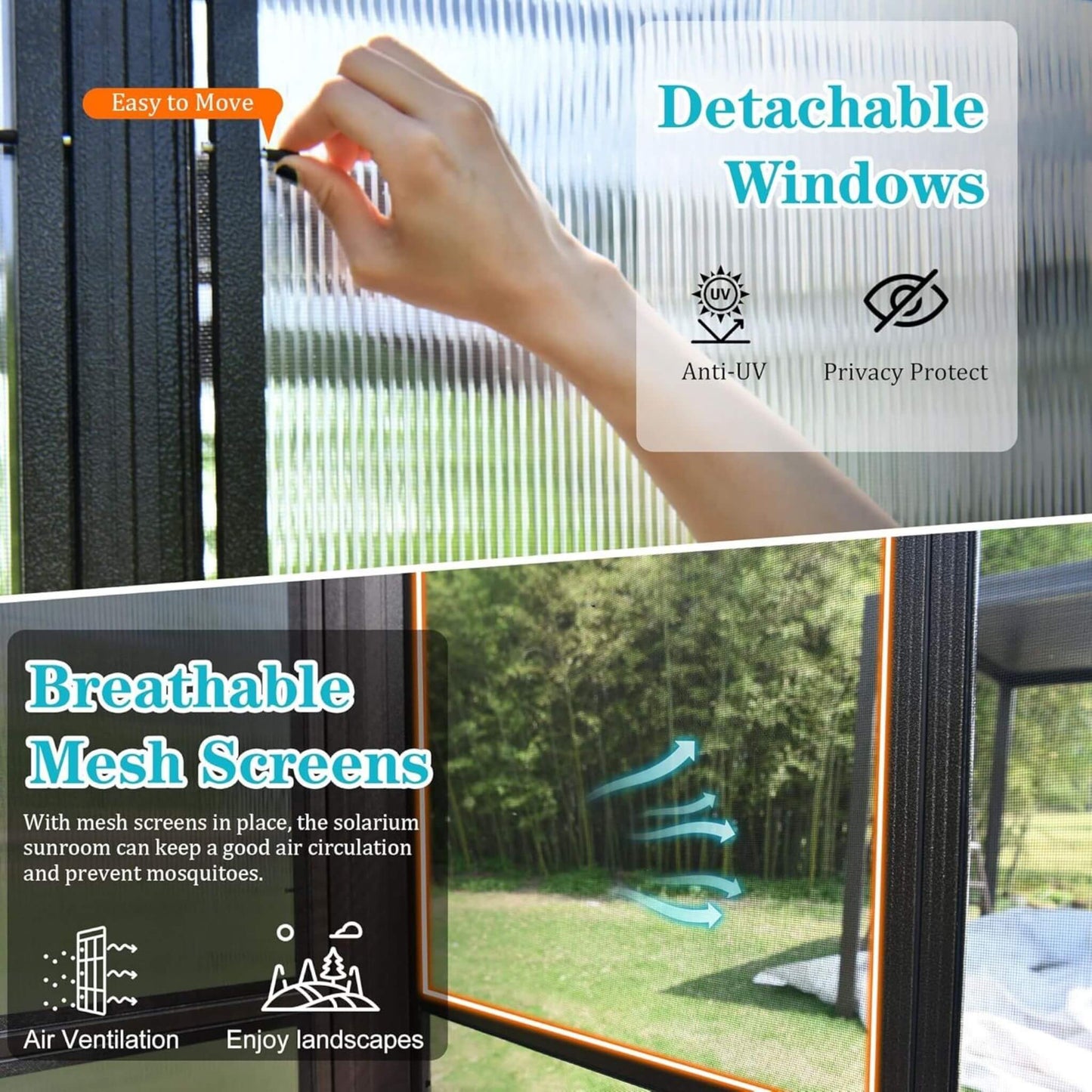 Horizon Heavy-Duty 12X16FT All-Season Sunroom with Sliding Doors