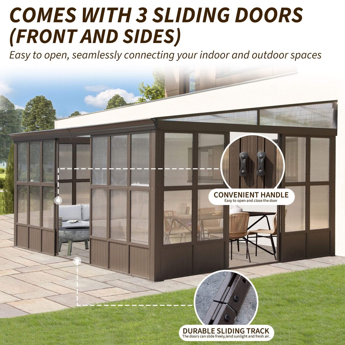 Horizon Heavy-Duty 12X16FT All-Season Sunroom with Sliding Doors