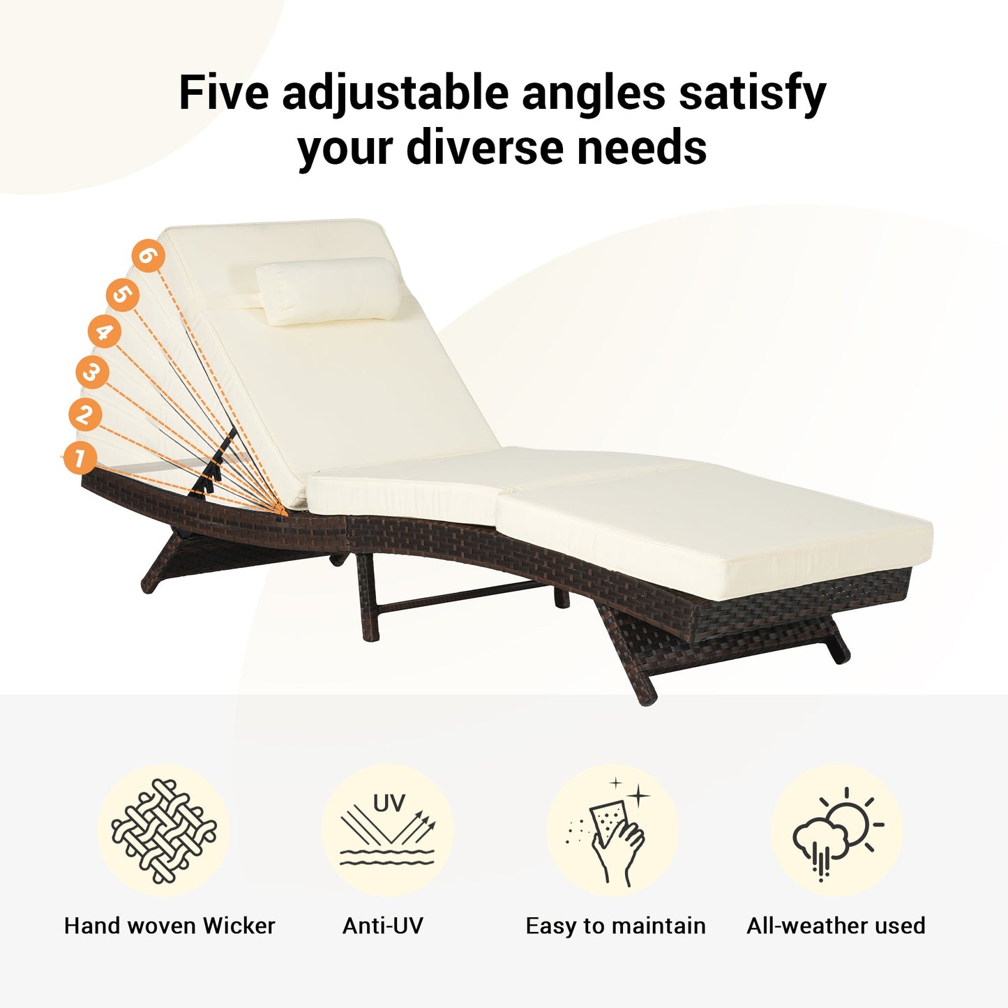 Outdoor Wicker Adjustable Reclining Lounge Chair Set – 2 Pieces