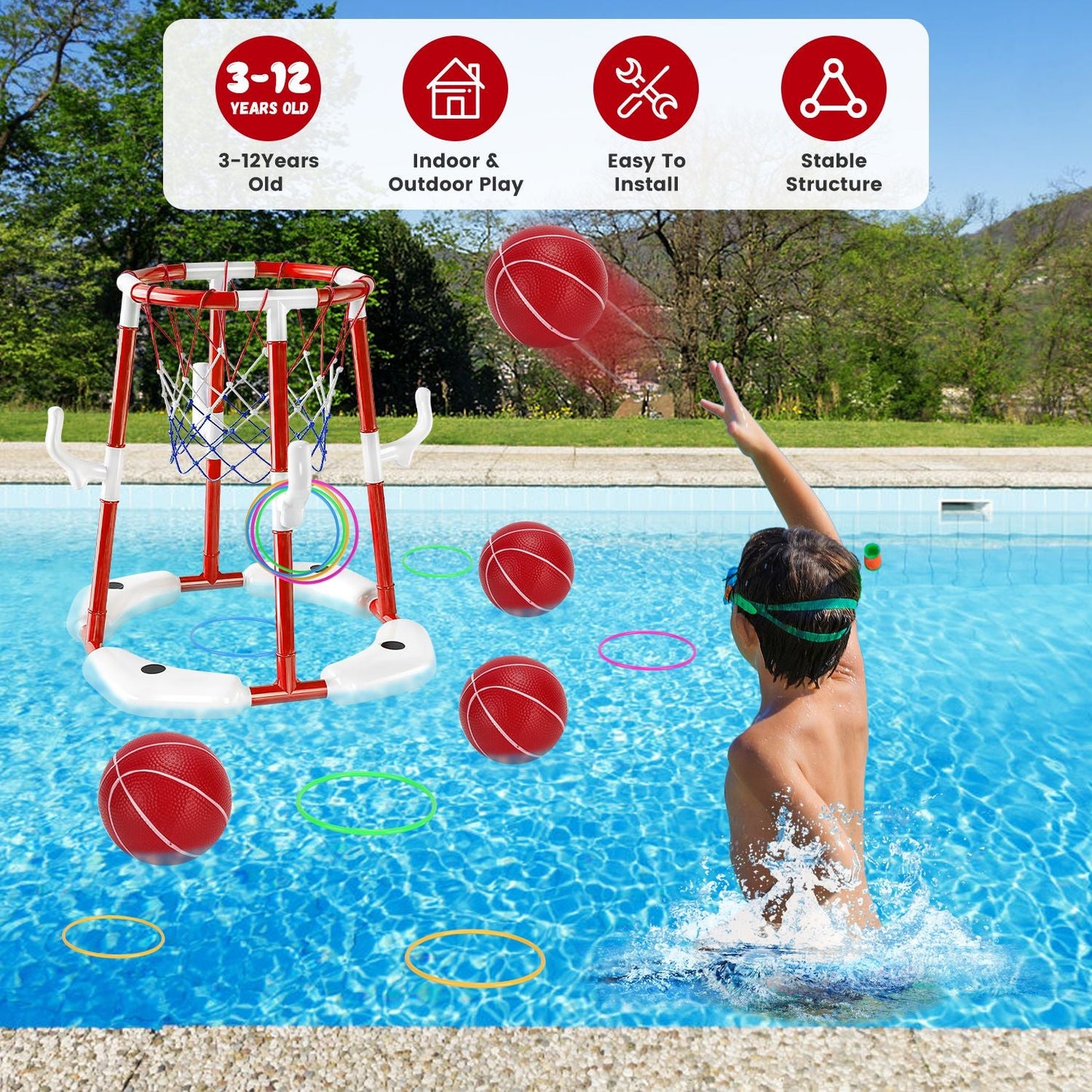 GBruno Floating Pool Basketball Game for Kids