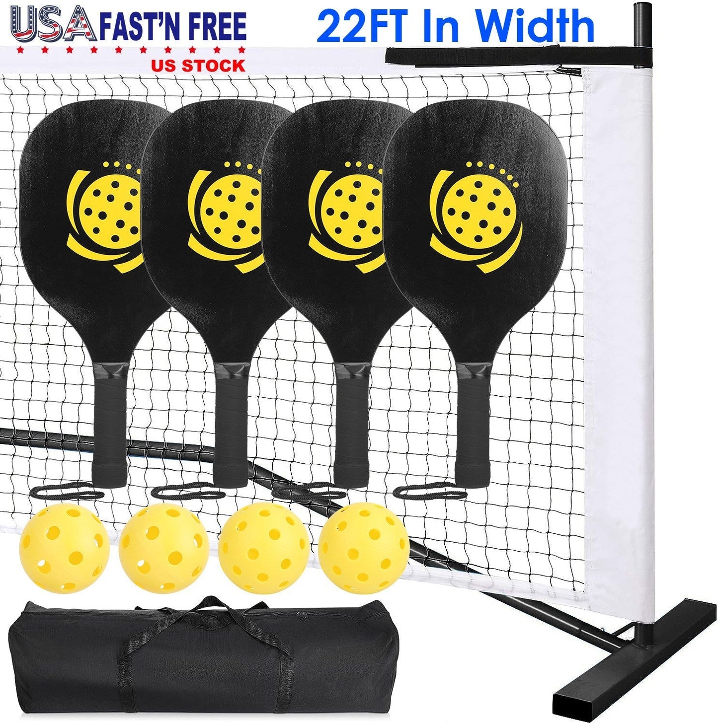 Gbruno Portable Pickleball Net Set with Paddles and Balls