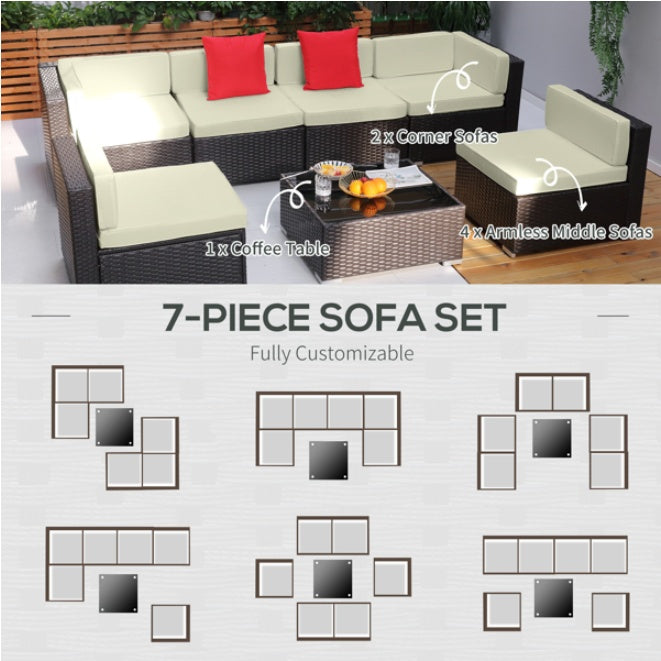 Pieces Outdoor Sectional Patio Furniture Set
