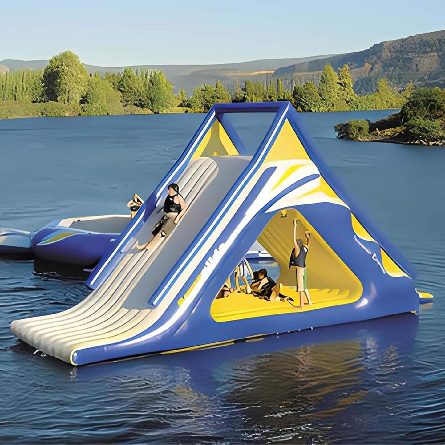 Giant Heavy-Duty Inflatable Triangle Water Slide with Air Pump