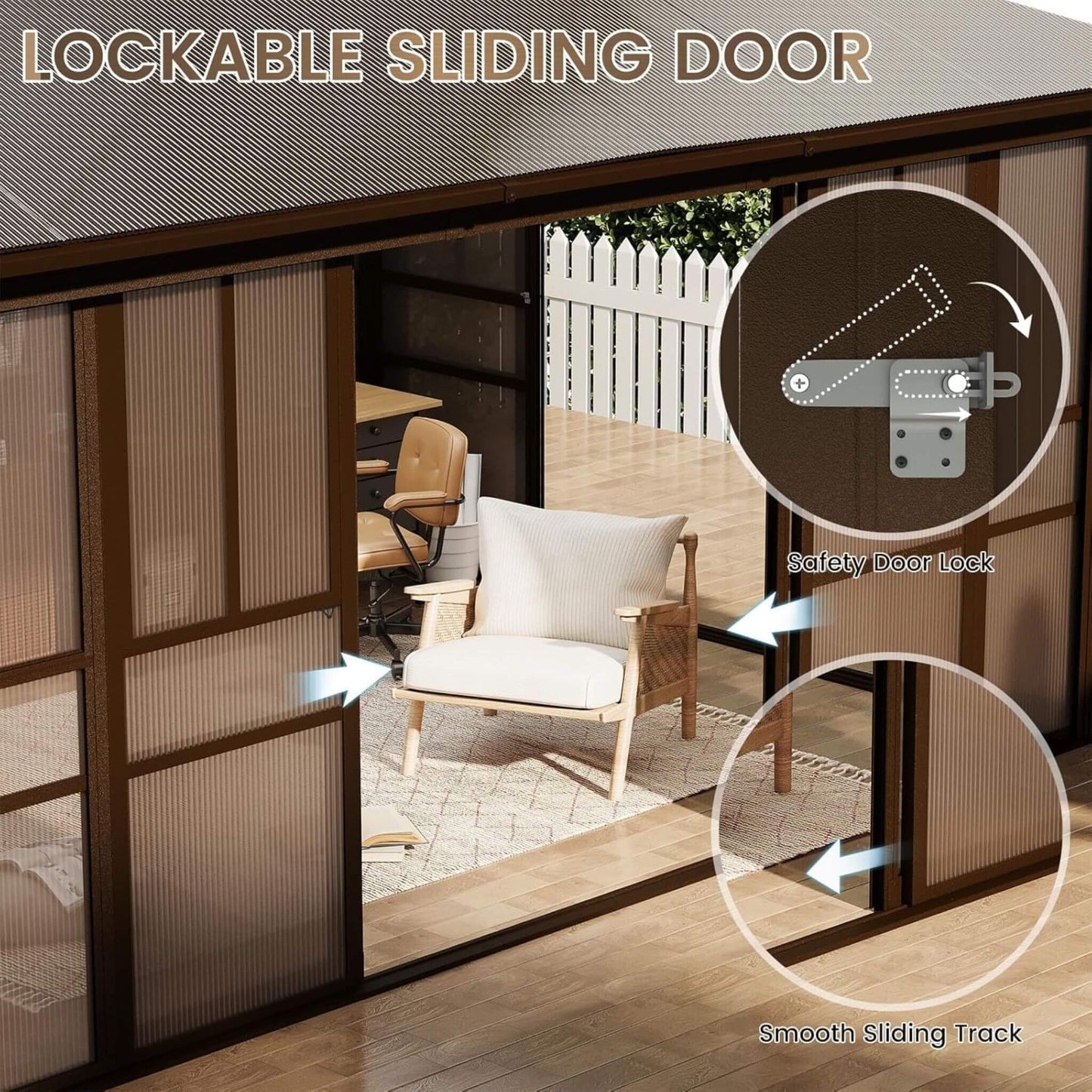 Alora Edge Heavy-Duty Aluminum Frame Outdoor Backyard Solarium With Polycarbornate Roof And Adjustable Panels (SAK68513)