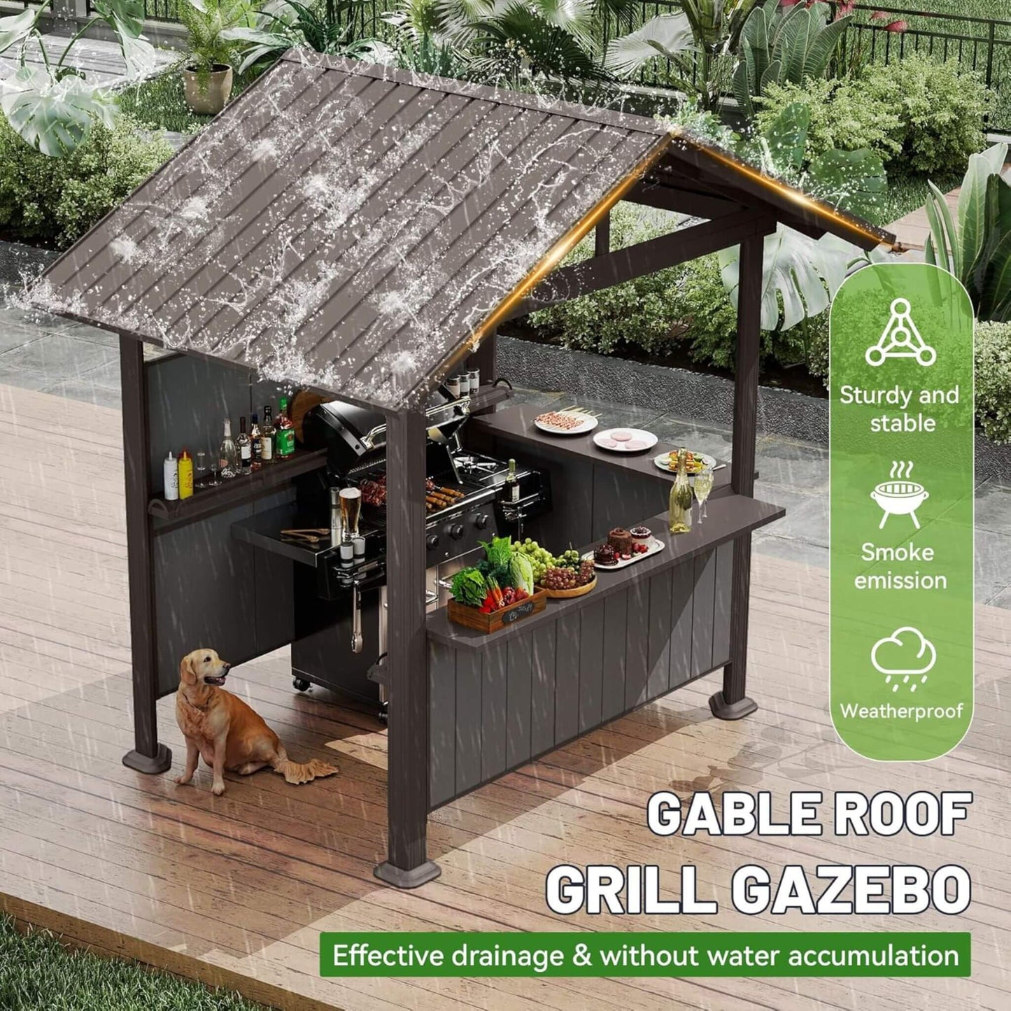 [06X09FT] Alora Heavy-Duty Gable Roof Hardtop Grill Gazebo (SAK49731)